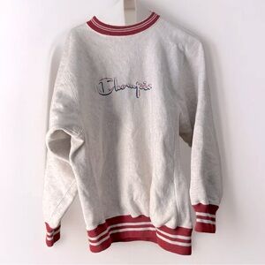 Champion Reverse Weave Size Large Gray Spellout Script Sweatshirt Long Sleeve